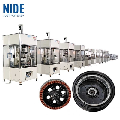 Línea de ensamblaje automática del motor del eje de la rueda, del estator y del rotor